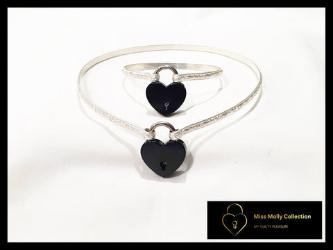 Sterling Silver & Black Day Collar & Cuff Combination