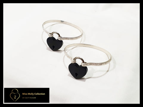 Sterling Silver & Black Cuff Set