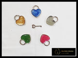 Sterling Silver Cuff & Colored Metallic Heart Lock