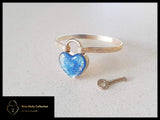 Sterling Silver Cuff & Colored Metallic Heart Lock