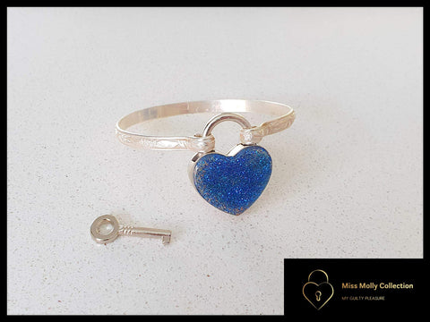 Sterling Silver Cuff & Colored Metallic Heart Lock