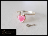 Sterling Silver Cuff & Colored Metallic Heart Lock