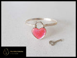 Sterling Silver Cuff & Colored Metallic Heart Lock