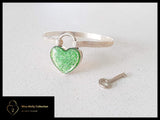 Sterling Silver Cuff & Colored Metallic Heart Lock