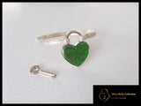 Sterling Silver Cuff & Colored Metallic Heart Lock