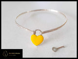 Sterling Silver Day Collar & Coloured Heart Lock